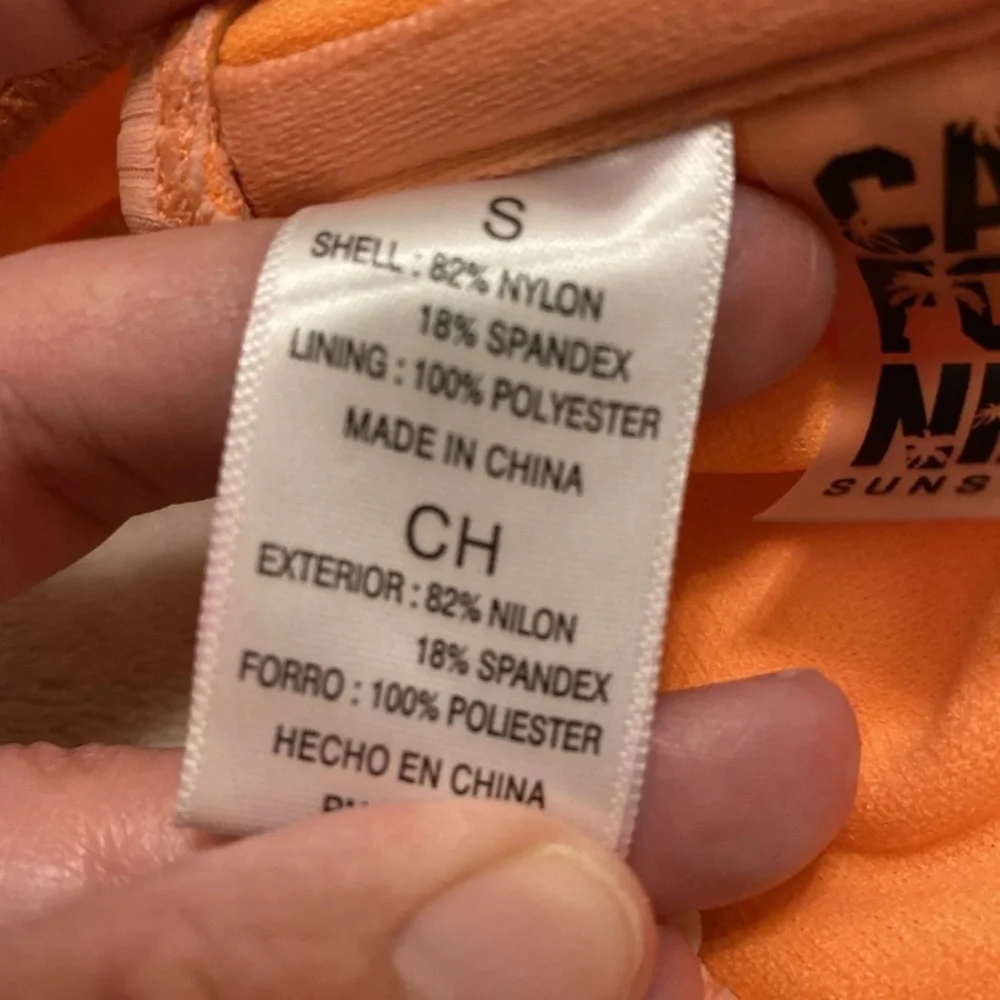 Peach Ribbed V-Center Bikini Top